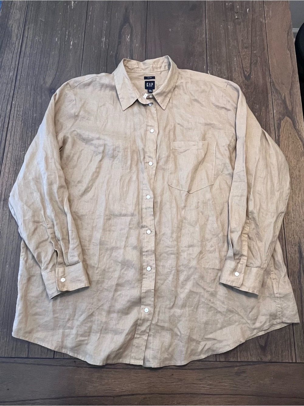 NWT Gap New Sand Linen Button Down Shirt Mens XXL